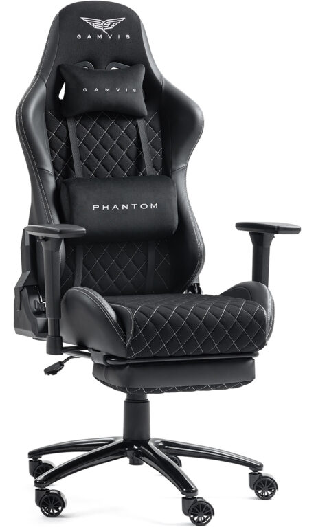 Materiałowy Fotel Gamvis PHANTOM Large z Podnóżkiem - Diamond White
